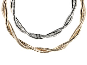 Gold & Silver Tone Tubogas Style Necklace Set of 2