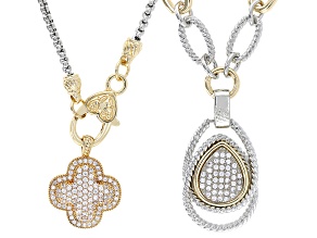 Cubic Zirconia Two-Tone Necklace Set of 2