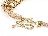 Pearl Simulant & Pink Crystal Gold Tone Statement Necklace