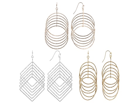 Tri-Tone Geometric Earrings Set of 3