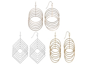 Tri-Tone Geometric Earrings Set of 3