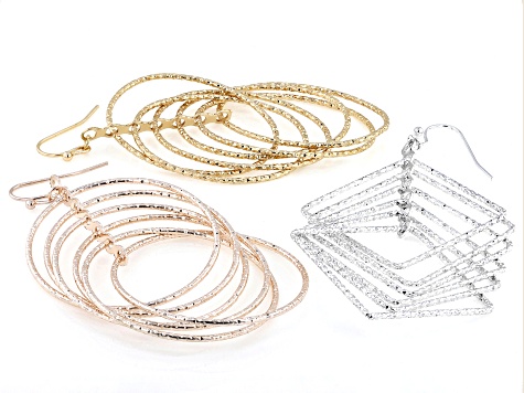 Tri-Tone Geometric Earrings Set of 3