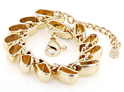 White Crystal Gold Tone San Marco Necklace & Bracelet Set
