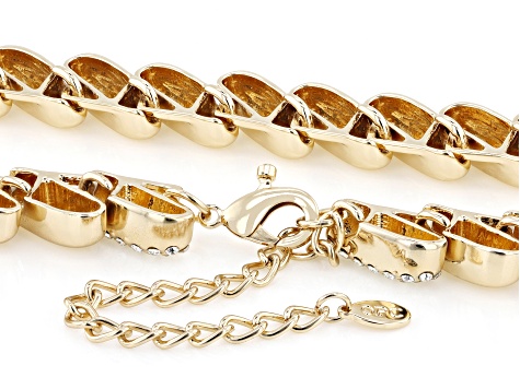 White Crystal Gold Tone San Marco Necklace & Bracelet Set