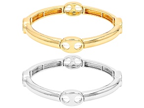 Gold & Silver Tone Mariner Station Stretch Bracelet Set of 2