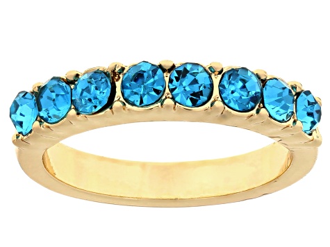 Multi-Color Crystal Gold Tone Set of 7 Rings, 3mm