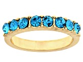 Multi-Color Crystal Gold Tone Set of 7 Rings, 3mm