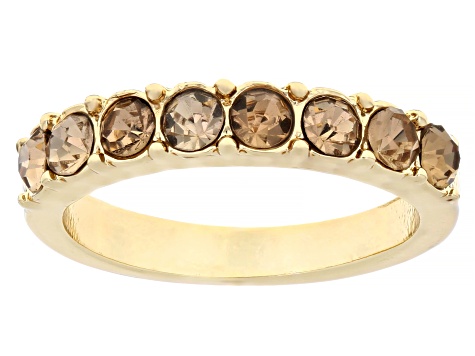 Multi-Color Crystal Gold Tone Set of 7 Rings, 3mm