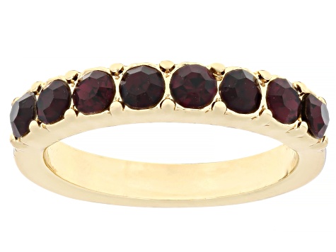 Multi-Color Crystal Gold Tone Set of 7 Rings, 3mm