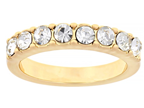 Multi-Color Crystal Gold Tone Set of 7 Rings, 3mm