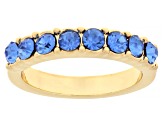 Multi-Color Crystal Gold Tone Set of 7 Rings, 3mm