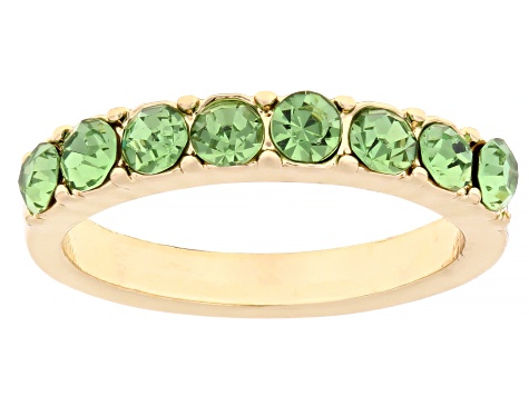 Multi-Color Crystal Gold Tone Set of 7 Rings, 3mm