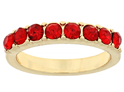 Multi-Color Crystal Gold Tone Set of 7 Rings, 3mm