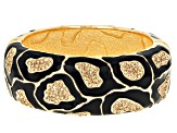 Champagne Crystal, Black Enamel Gold Tone Giraffe Patterned Bangle Bracelet