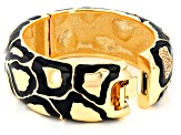 Champagne Crystal, Black Enamel Gold Tone Giraffe Patterned Bangle Bracelet