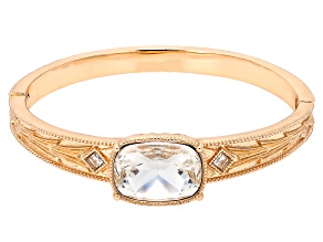 Vintage Mine Cut Cushion Crystal Gold Tone Bangle Bracelet
