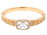 Vintage Mine Cut Cushion Crystal Gold Tone Bangle Bracelet
