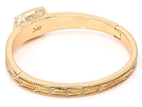 Vintage Mine Cut Cushion Crystal Gold Tone Bangle Bracelet
