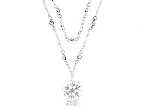 Crystal & Resin Silver Tone Snow Globe Multi-Row Necklace