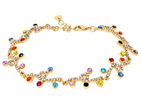 Multi-Color Crystal Gold Tone "Christmas String Lights" Bracelet