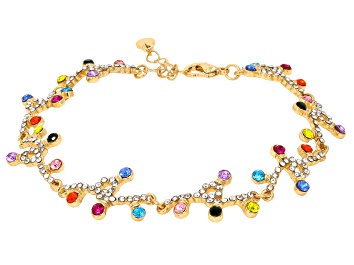 Picture of Multi-Color Crystal Gold Tone "Christmas String Lights" Bracelet