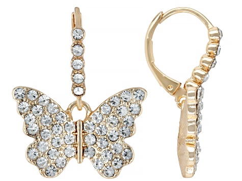 バタフライ　ホリーズ White Crystal Gold Tone Butterfly Bracelet & Earrings Set