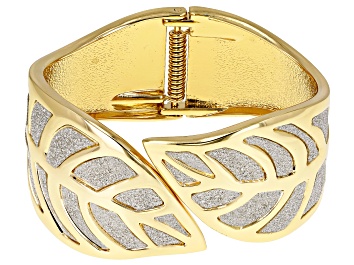Picture of Silver Shimmer Gold Tone Leaf Bangle Bracelet