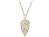 White Crystal Silver Shimmer Gold Tone Glitter Leaf Necklace