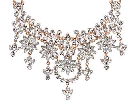Off Park ® Collection White Crystal Rose Tone Statement Necklace