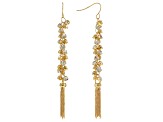Off Park ® Collection White Crystal Gold Tone Tassel Dangle Earrings