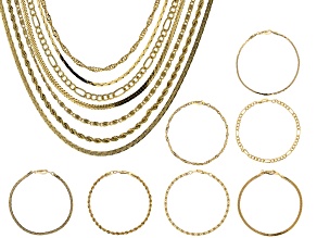 Gold Tone Chain and Bracelet Set of 14