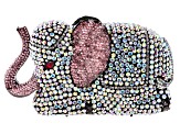 Multicolor Crystal Gunmetal Tone Elephant Clutch