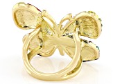 Multicolor Crystal Gold Tone Butterfly Statement Ring - OPC639 | JTV