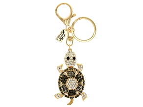 Multicolor Crystal Gold Tone Turtle Key Chain