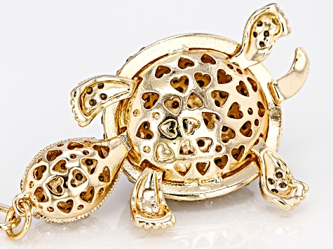 Multicolor Crystal Gold Tone Turtle Key Chain