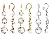 White Crystal Tri-Color Set Of 3 Drop Earrings