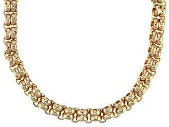 White Crystal Gold Tone Double Rolo Chain Necklace