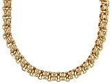 White Crystal Gold Tone Double Rolo Chain Necklace