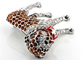Crystal Silver Tone Saint Bernard Dog Brooch