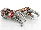 Crystal Silver Tone Saint Bernard Dog Brooch