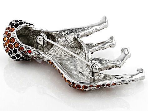 Crystal Silver Tone Saint Bernard Dog Brooch