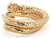 Green and white crystal gold tone mesh snake wrap bracelet