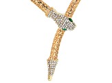 Green And White Crystal Gold Tone Snake Necklace