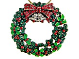 Multi-color Crystal Antique Tone Wreath Brooch/Ornament
