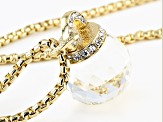 White Crystal Gold Tone Drop Necklace