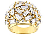 Clear Crystal Gold Tone Statement Ring