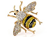 Multi-color Crystal Gold Tone Bee Brooch