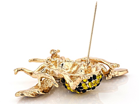 Multi-color Crystal Gold Tone Bee Brooch - OPC862 | JTV