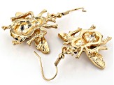 Multi-color Crystal Gold Tone Bee Earrings