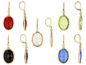Multi-color Crystal Gold Tone Earring Set of 5, 22x16mm